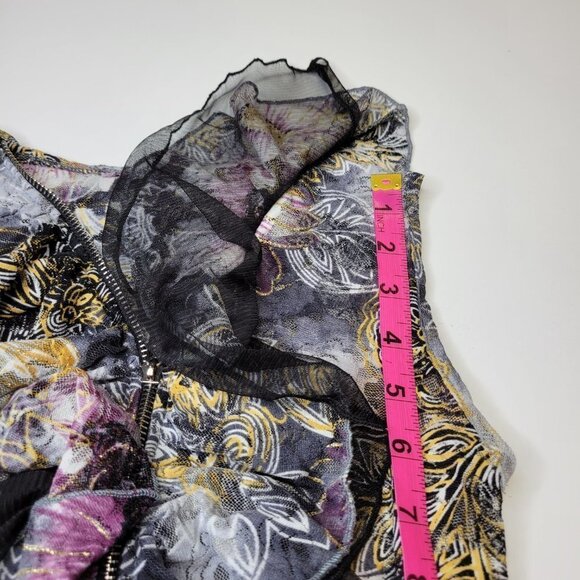 Sheer See Through Grey and Black Ruffle Frilly Sleeveless Mini Dress - Picture 9 of 10